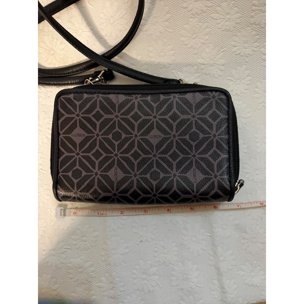 Rosetti UtilitarianPragmatic ChicCrossbody Wallet Bag Black Grey GeometricPrint